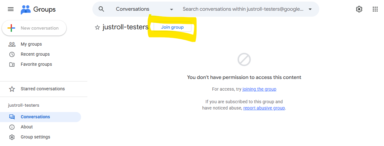 The Join Group button